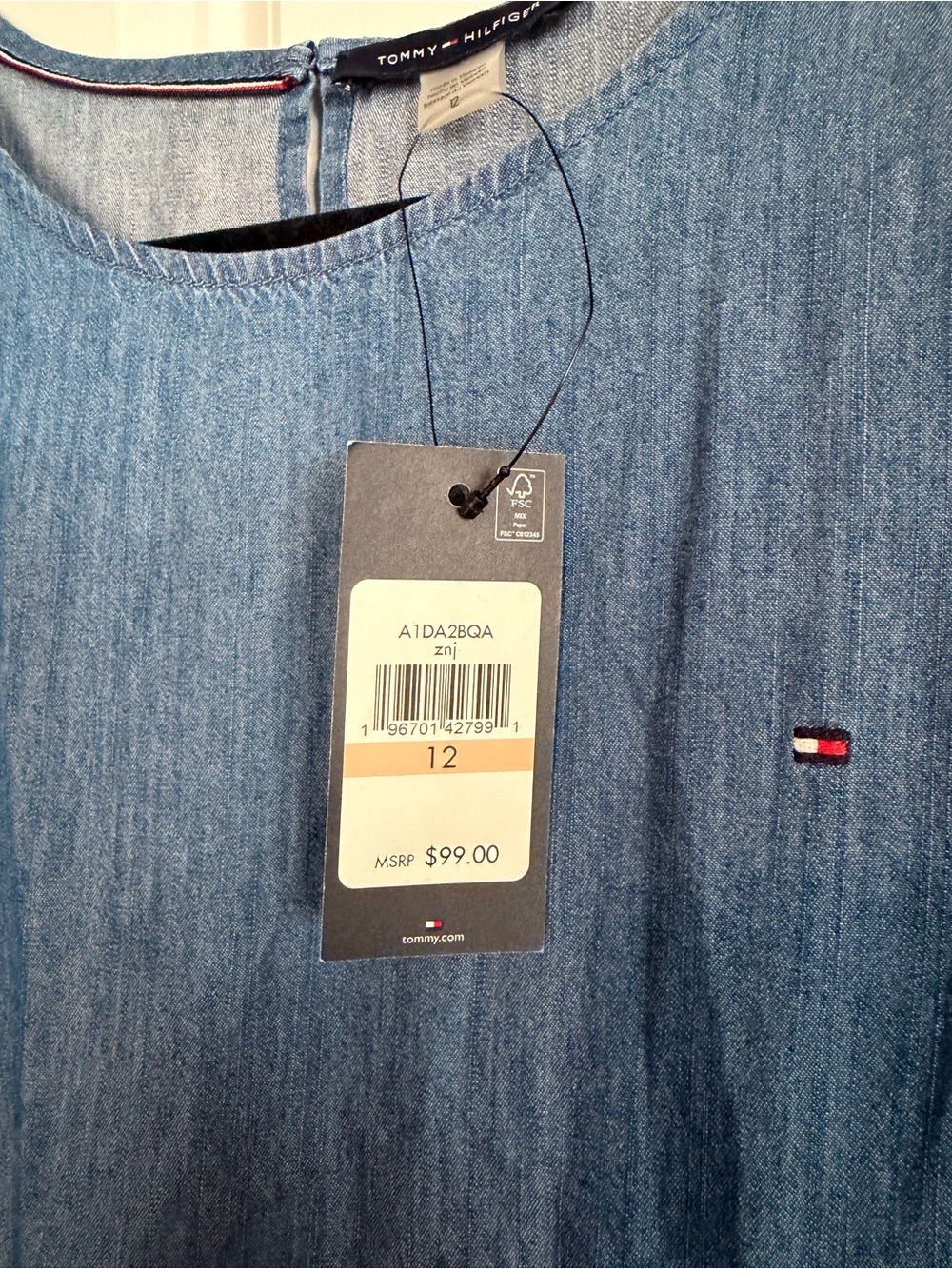 NWT Tommy Hilfiger Sleeveless Denim Tiered Midi Dress in Blue - Picture 3 of 4